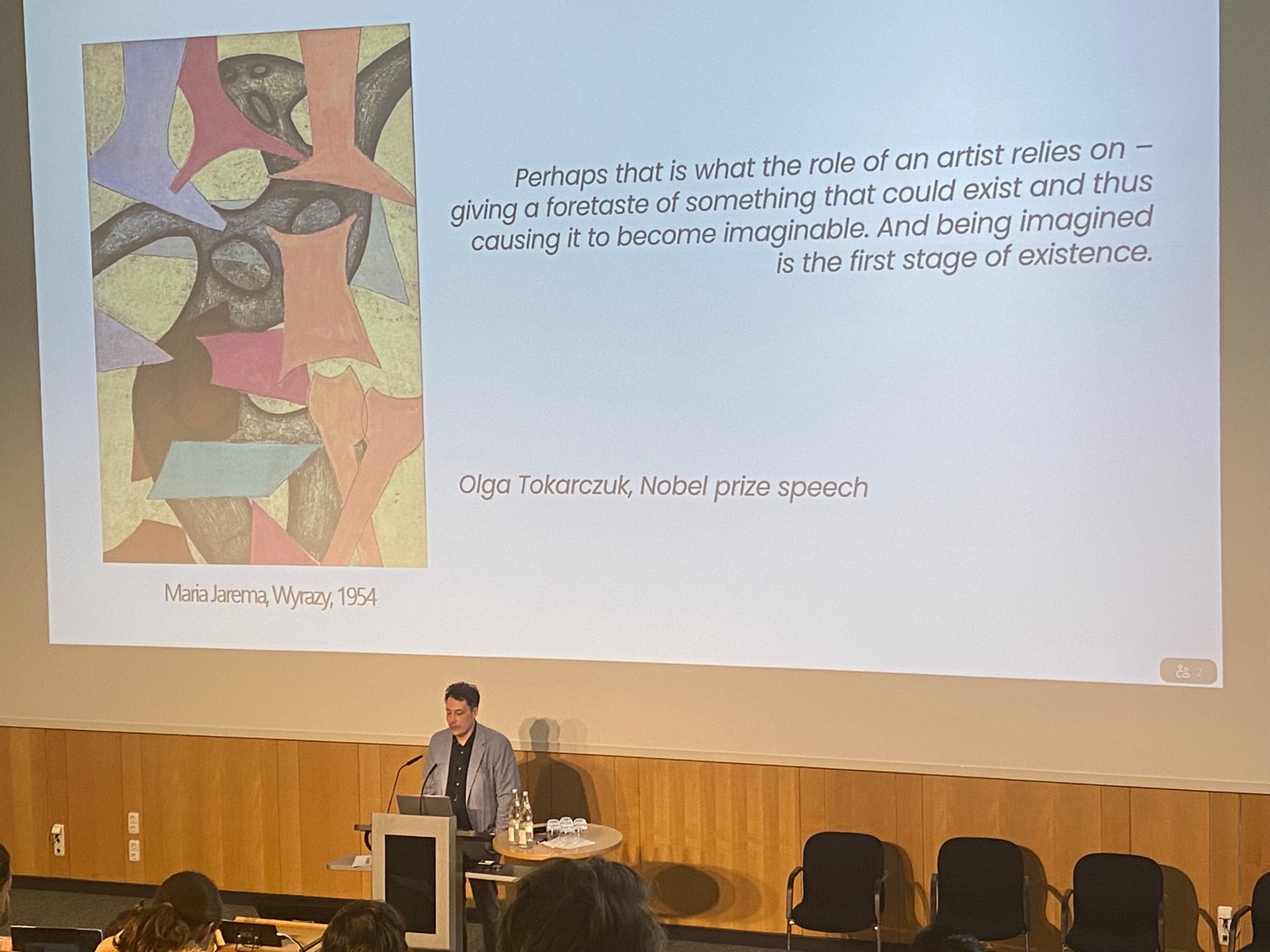 Slide with Olga Tokarczuk quote